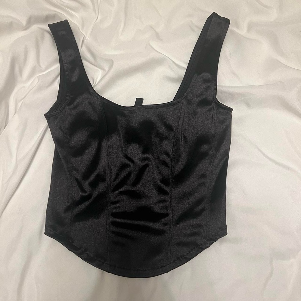 H&M Black Satin Crop Top